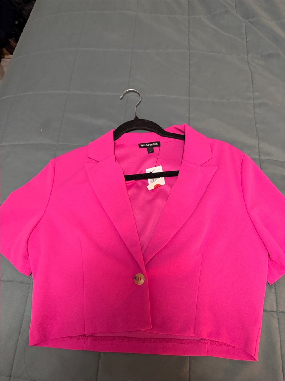 We Are Verso Hot Pink Cropped Blazer - Short Sleeve